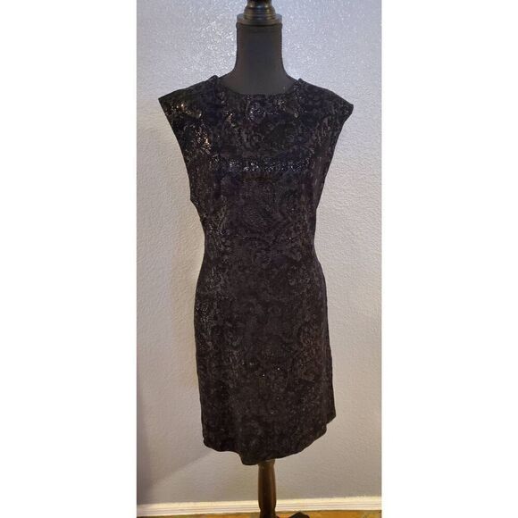 Alice + Olivia Black Sequin Velvet Mesh Open Back Mini Dress Size Large - Picture 4 of 12